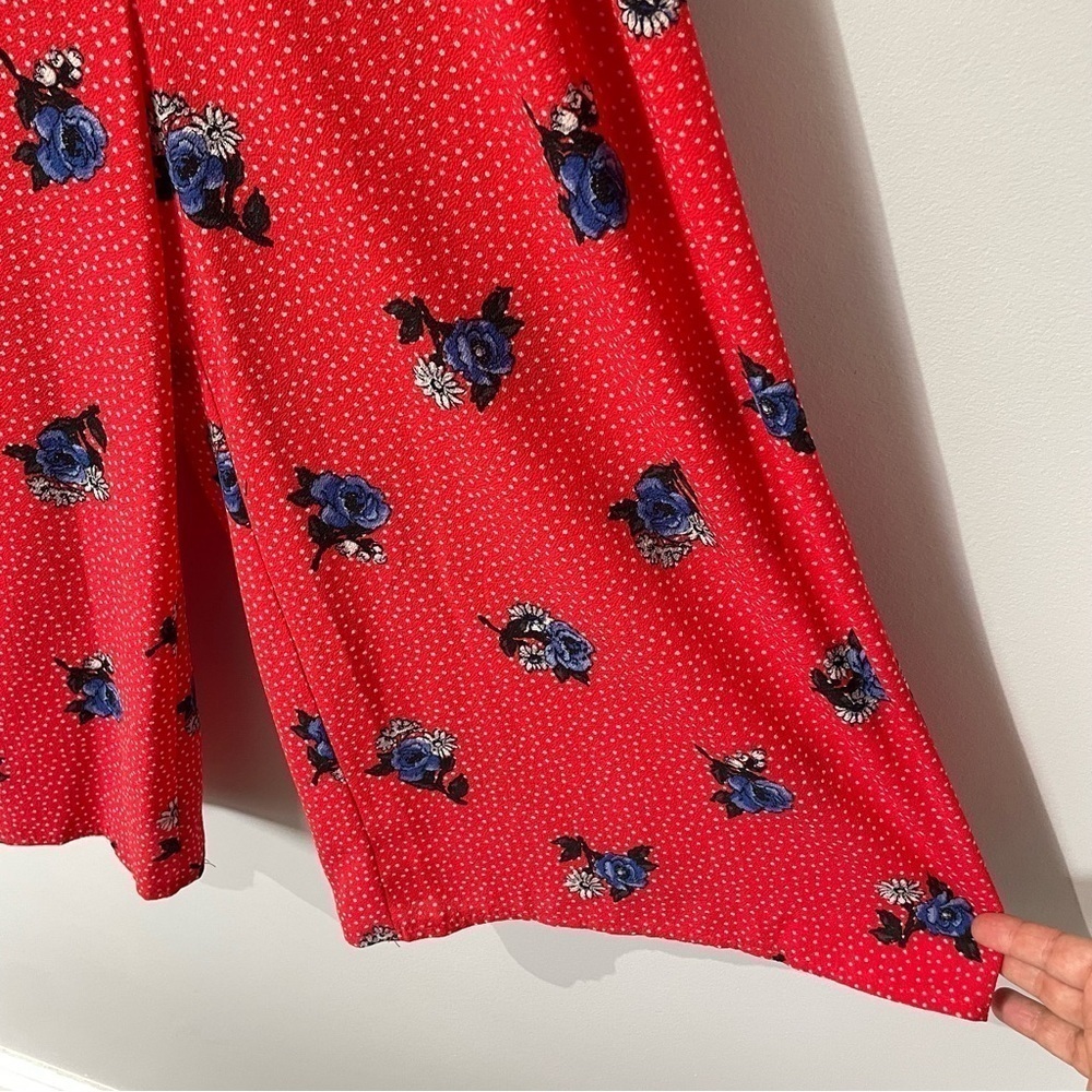 Ripe Wide Leg Jumpsuit Womens S Red Blue Floral Romper Casual Travel Summer EUC - Picture 4 of 8